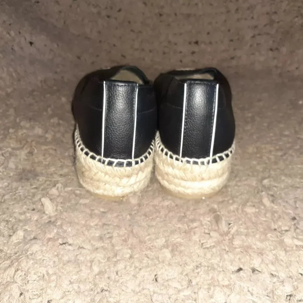 EVERLANE “The Espadrille” Black Leather/Jute Whipstitch & Wedge-Sz 11-NEW/NO BOX - Picture 6 of 8